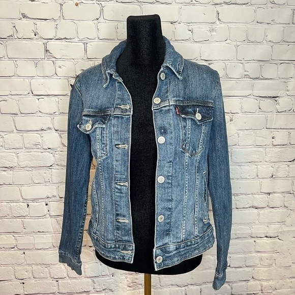 LEVIS DENIM JEAN JACKET MEDUIM TO LIGHT WASH SIZE SMALL - Picture 12 of 12